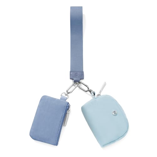 Mum's Memory Mini Zip Around Wristlet Wallets for Women -KeyChain Wallet with Detachable Dual Pouch Wristlet -Key Chain Coin Purse Small Wallets - color: Blue