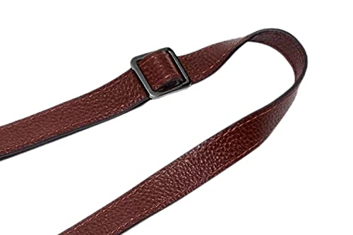 VanEnjoy Full Grain Genuine Leather Adjustable CrossBody Strap Replacement for Bag Purse, 0.7" Wide,26-51" Long - color: Brownish Red-grey Buckles