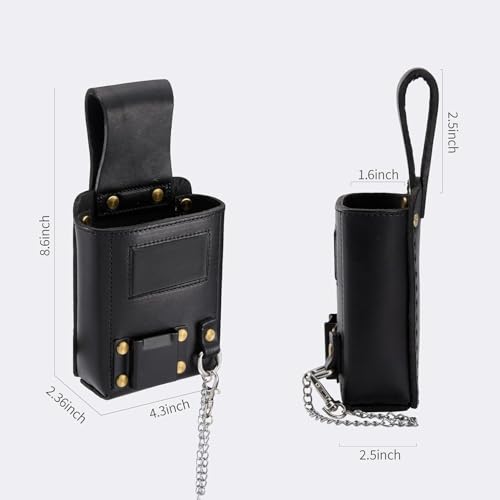 Small Tool Pouch, Genuine Leather Electrician Tool Pouch | 7 Pockets with Metal Tape Chain, Reinforced Rivets, Convenient & Quick Tool Access - color: black-c