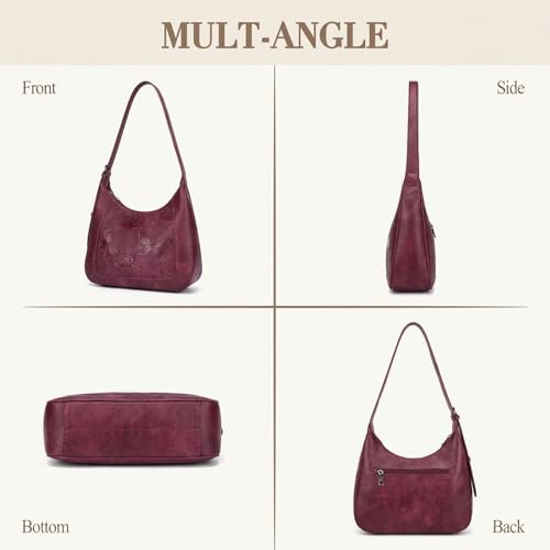 BELTANA Shoulder Bag for Women, Small Vegan Leather Butterfly Hobo Purse | Crescent Shoulder Purse, Top Handle Design, Lightweight, Underarm Style, Daily Travel & Shopping, Gift Choice - color: Red