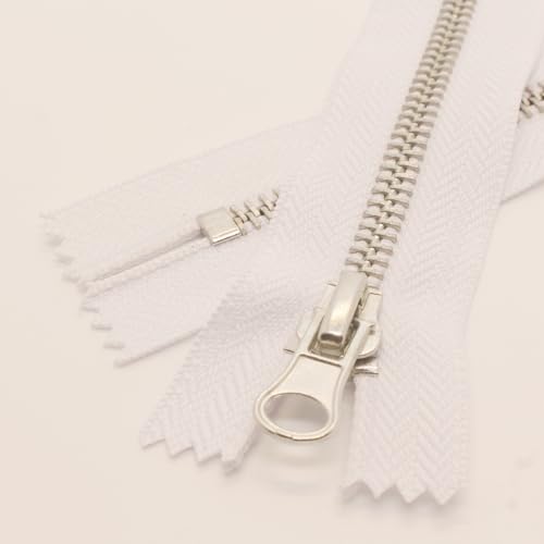 YaHoGa 5PCS 9 Inch #5 Silver Metal Zippers for Sewing Bag 23cm White | Close End Metal Zippers Bulk for Bags Purses Shoes Crafts Jackets - color: Silver Teeth White Tape, size: 23cm 5pcs