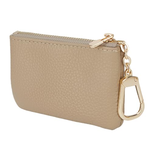 Full Grain Leather Coin Purse with Key Chain - Small Change Purse Keychain Card Holder Pouch Small Wallet for Women and Men (Elephant Gray) - color: Elephant Gray, Regular Size