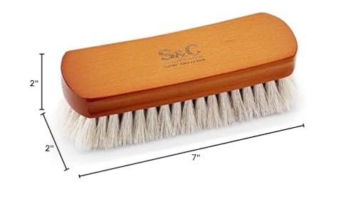 Premium Horsehair Shoe Polish Brush – Handcrafted Beechwood Shoe Brush for Shine and Buffing – Luxurious Shoe Shine Brush with Soft Horsehair Bristles (White) - color: Classic White