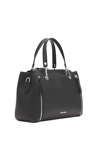 Calvin Klein Women's Organization Satchel - color: Black/Silver Hampton Pebble