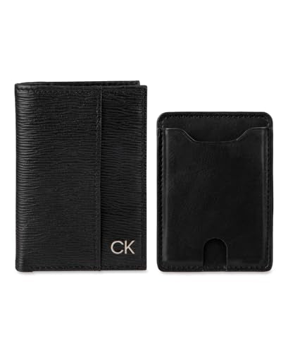 Calvin Klein Men's Wallet Sets-Minimalist Bifold and Card Cases - color: Black Duofold