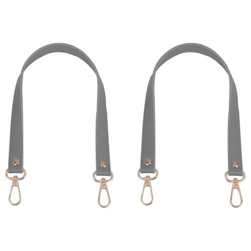 GORGECRAFT 2Pcs 47cm Leather Purse Strap Gray Short Shoulder Bag Straps Replacement Imitation Leather Bag Handles with Golden Alloy Swivel Clasps for Underarm Bag Handbag Tote Satchel Purse Making - color: Gray