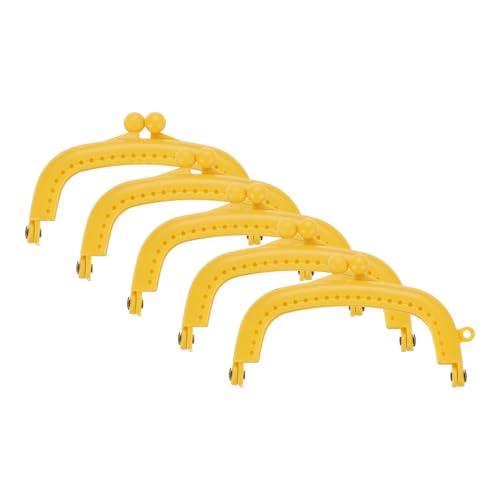 uxcell 5 Pcs Plastic Purse Frame, 8.5cm/3.3" Retro Arch Kiss Lock Clasp Frame Embossed for Purse Making, Handled Bag, Coin Bag Clutch Bag, Frame Hardware Replacements (Yellow) - color: Yellow