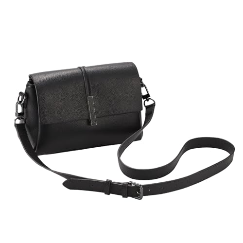 IBWell Genuine Leather Strap Replacement Crossbody Adjustable with Shoulder Strap Pads for Travel Duffel Bags - color: Black-gun Buckle