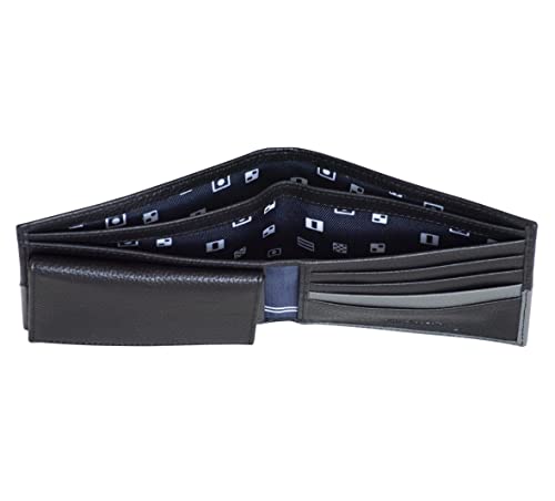 Nautica Men's Bifold Leather Wallet | RFID Blocking | ID Window | Card Slots | Organization | Durable | Stylish - color: Two Tone - Black/Grey