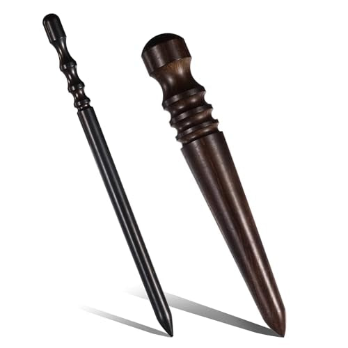 2 Pcs Leather Edge Burnish Kit Professional Ebony Wood Leather Burnisher Tool Leather Polished Grinding Tool Leather Edge Slicker Burnisher Round Head Leather Edge Burnishing Tool Leather Craft Tool