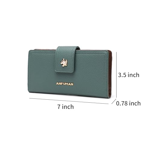 Long Wallets for Women Rfid Blocking Leather Multi Card Holder Wallet Clutch Ladies Wallet Zipper Pocket with ID Window Turquoise - color: Turquoise