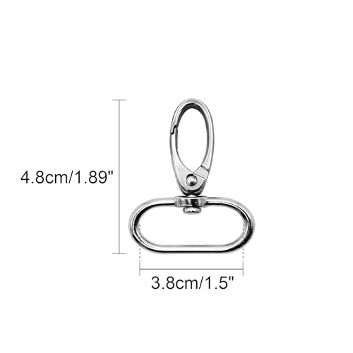 Swivel Lobster Claw Clasps 1.5 Inch 15pcs - Heavy Duty Metal Clasps with Secure Lock, Curved Snap Hooks for Bags, Jewelry Making, Keychains, Lanyards & DIY Craft Supplies (Silver, 1.5 inch) - color: Silver, size: 1.5 inch