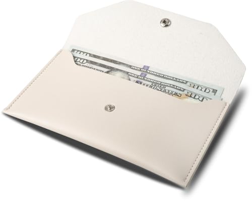 BLMHTWO Cash Wallets for Women - Reusable Leather Cash Envelope Wallet for Budgeting, Billing (White) - color: White