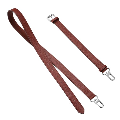 IBWell Genuine Leather Strap Replacement Crossbody Adjustable with Shoulder Strap Pads for Travel Duffel Bags - color: Brownish Red-silver Buckle