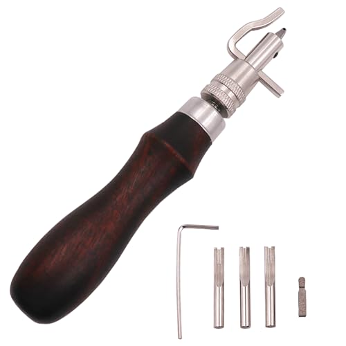 1Set 7 in 1 Professional Adjustable Leather Grooving Tool Creasing Beveling Combination Machine Leather Beveling Handcrafting Tool Set for Belts Wallets Placemats Pocket Punching