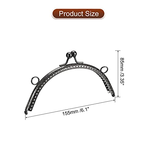 UXCELL 4pcs Metal Purse Frame, 6" Kiss Lock Clasp Rectangle Embossed Clutch Frame Handles for Coin Purse Sewing Bag Making DIY Leather Craft, Black - color: Black, size: 6"