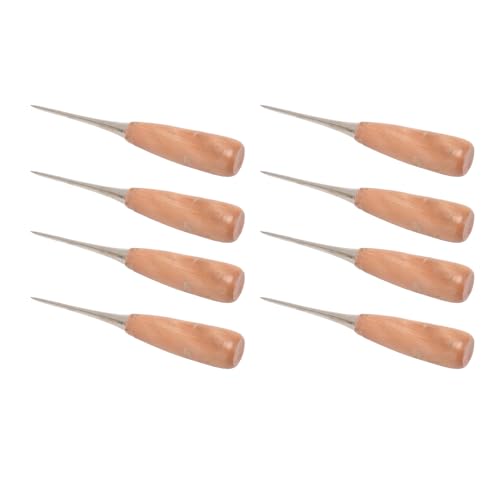 Leather Sewing awl, 8pcs Wooden Handle drillable Stitching awl, with ergonomically Designed Handle, for Punching scribing and Marking on Leather Cloth Wood Plastic
