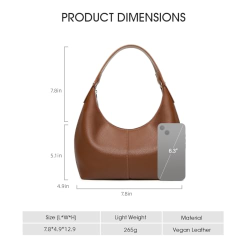 2026 Hobo Handbags, Vegan Leather Shoulder Bags for Women, Clutch Y2K Purse Handbags Tote Bag | Vegan Leather - color: Brown