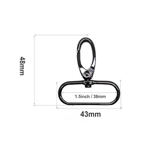 1-1/2 inch Swivel Lobster Clasp Clips Black 10pcs for Purses Bag | Hardware Metal 1.5 inch Swivel Snap Hooks for Handbag Backpack Crossbody Bag Dog Collars Webbing Lanyard Strap Making - color: Black