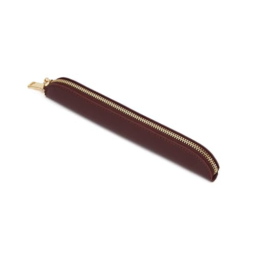 Slim Pencil Case Skinny Pen Case Pen Pouch (FL Burgundy) | Smooth gold zipper; wipe-clean faux leather; fits a few gel writers and a stylus; slips into planners backpacks and totes - color: Burgundy