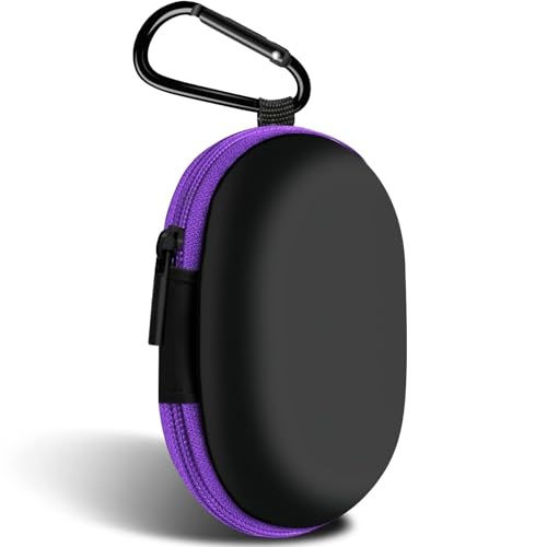 Oval Earbud Case Portable EVA Carrying Case Storage Bag Cell Phone Accessories Organizer with Carabiner for Earphone, Earbud, Earpieces, SD Memory Card, Camera Chips, Purple - color: E2-Oval Purple