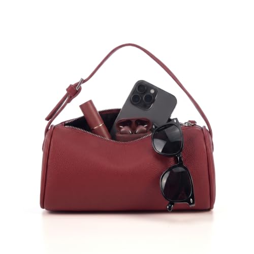 Small Purses for Women, Leather Mini Hobo Bag Shoulder Bag with Adjustable Strap Crossbody Bag - color: Red