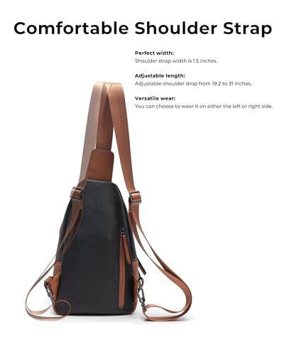 Alldaily Large Sling Bag for Women Crossbody Purse Leather Fashionable Trendy Chest Bag for Travel, Fanny Pack (Brown&Black) - color: Brown With Black