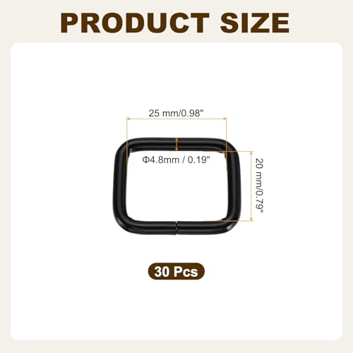 uxcell Metal Rectangle Ring, Rectangle Buckle Ring Webbing Belts Buckle Metal Rings for Bag Belt Keychains DIY - color: Black, size: 2 x 3/4"