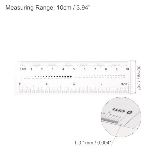 HARFINGTON Film Flexible 4 Inch 0.1mm Scale PET Plastic Folding Straight Ruler Calibration Soft Ruler Measuring Tool for Factory, Transparent - size: 10cm