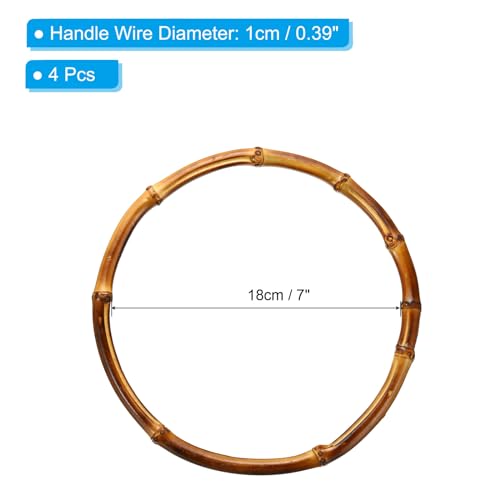 PATIKIL 8 Inch Bamboo Purse Handles Round Replacement Brown 4 Pcs - color: Brown, size: 7 Inch