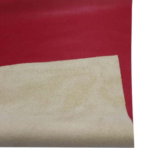 Double Sided Soft Skin Faux Leather/Suede 1 Yard 54" x 36" Thickness 0.65mm Width:54" Perfect for Upholstery, DIY Crafts, Hat Making, Hair Crafts Making, Sewing Red(Back Khaki) - color: Red, size: 36"x54"