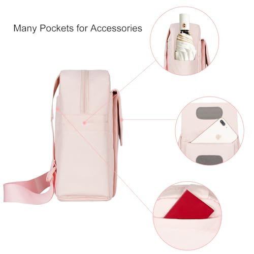TULLIO Women Camera Bag, Small Lightweight Camera Sling Bag Waterproof DSLR/Mirrorless Crossbody Case with Rain Cover Everyday Shoulder Photgraphy Bag for Photographers - color: Pink, size: Small