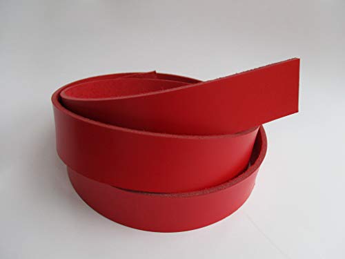 9 oz 51-55". Red Genuine Natural Leather Belt Blank Strip Strap Band. (1 1/5" (30mm.)) - size: 1 1/5" (30mm.)