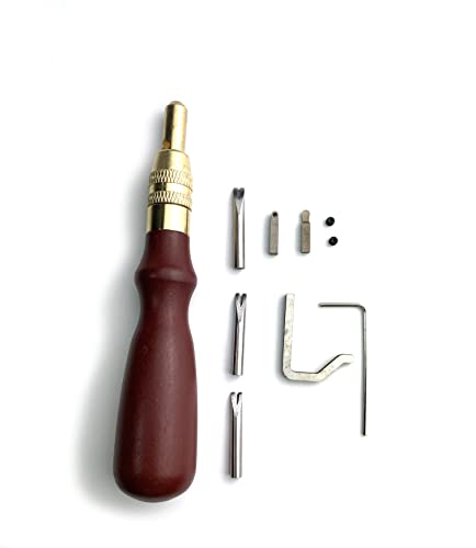 Becho 7 in 1 Adjustable Pro Leather Tools Sets Crease Edge Beveler and Stitching Groover Kits for Leathercraft Sewing and Creasing