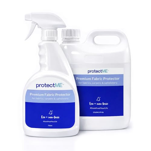 protectME Fabric Protector Spray Bundle - 25.4 oz + 84.5 oz - Non Toxic, Odorless Upholstery & Fabric Stain Guard for Couch, Carpet, Shoes, Sofa, Furniture - Water-Based & Long-Lasting Protection - style: Savings Pack