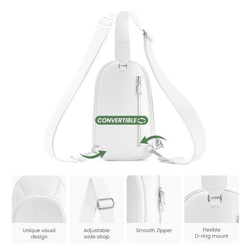befen Genuine Leather Sling Bag for Women, Anti Theft Crossbody Chest Bags | Leather Fanny Packs for Travel with RFID Card Slots for Daily Travel - color: White