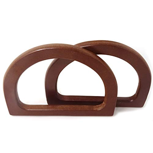Honbay 2PCS Wooden D-Shaped Purse Handles Bag Handle Replacement for Handmade Bag Handbags Beach Bag Purse (3.3x4.7 inch)