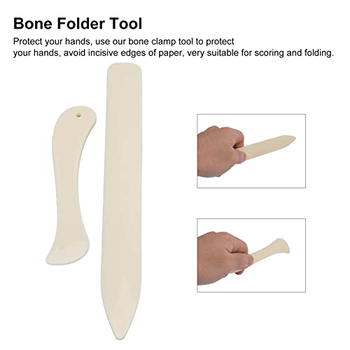 Bone Folder Set, 2 Piece Plastic Paper Creaser, Leather Burnishing Tool for Bookbinding, Card Making, Scrapbooking, Non Stick Scoring Craft Tools