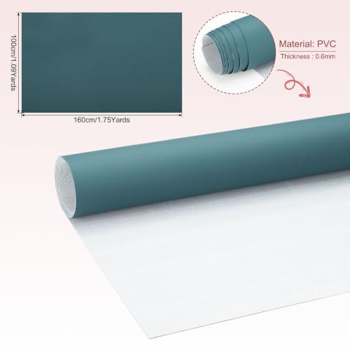PATIKIL 63x39.4in Faux Leather Sheets, Faux Leather Fabric Sheets Vinyl Fabric Synthetic Soft Waterproof PU for Replacement Upholstery Car Furniture Sofa Boat Marine, Peacock Green - color: Peacock Green
