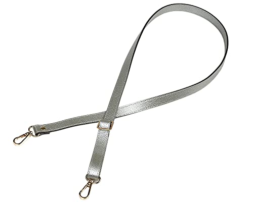 VanEnjoy Full Grain Genuine Leather Adjustable CrossBody Strap Replacement for Bag Purse, 0.7" Wide,26-51" Long - color: Silver