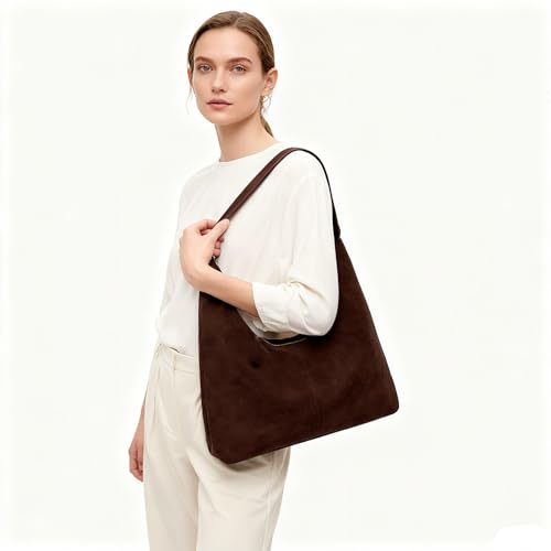 Women’s Trendy Suede Tote Bag Shoulder Bags For Women Fall Underarm Bag Winter Hobo Bag Work Purses Suede Travel Handbag - color: Armygreen