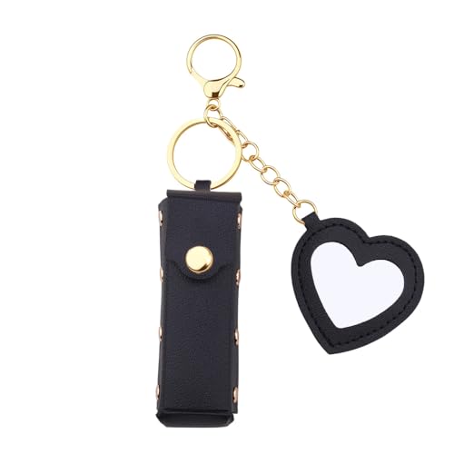 Sisadodo Lip Oil Lipstick Case with Mirror Lip Oil Lipstick Holder Key Chain for Car Keys Keychains Lipstick Organizer Case - color: Black2