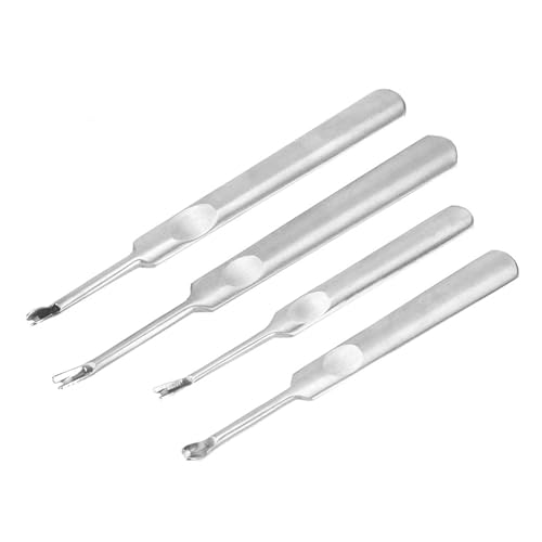 Leather Groover Tools 4-Piece Set, Leather Carving Tools Kit with U/V Shape Blades for Edge Beveling, Grooving, Stitching - Stainless Steel Leather Craft Tools for DIY Leather Work