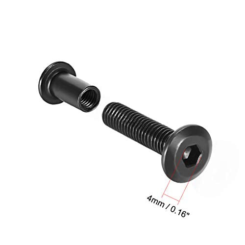 uxcell Screw Post Fit for 5/16"(8mm) Hole Dia, Male M6x20mm Binding Bolts Leather Fastener Carbon Steel Black 10 Sets - size: 20mm