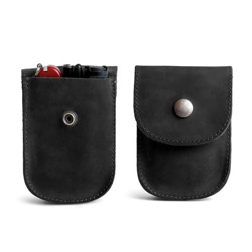 Hide & Drink, Holster Pouch, Durable EDC Waist Bag for Coins, Pocket Wallet, Headphones, Personal Items, Conveniently Attaches to Belt, Full Grain Leather, Handmade - color: Charcoal Black