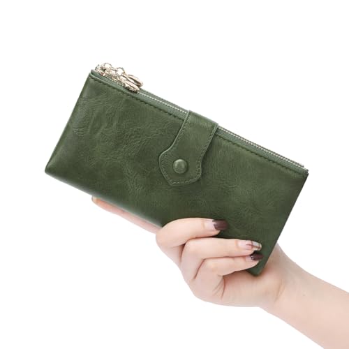 GOIACII Wallet for Women Ladies Wallets Double Zippers Clutch Purse Green - color: B01 Green