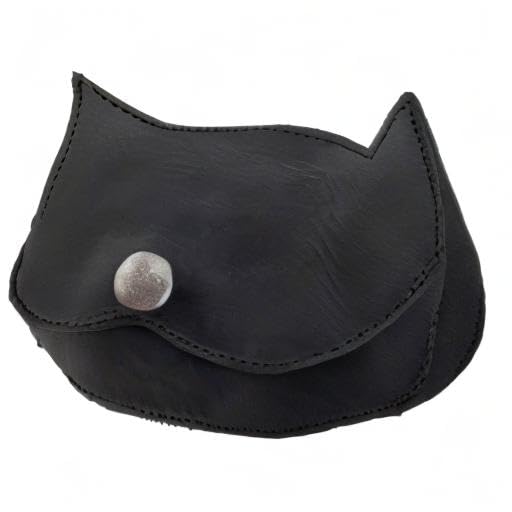 Hide & Drink, Cat Shape Wallet Handmade from Full Grain Leather - Charcoal Black - color: Charcoal Black