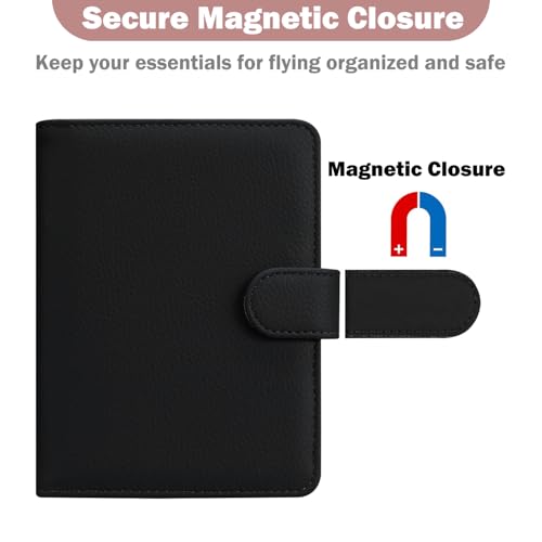 HOTCOOL Passport Holder Travel Essentials Airplane & Cruise Essentials Ship Leather Wallet Cover Case RFID Blocking Women & Men Vacation Travel Accessories Gifts Deals, Litchi - Black - color: A Litchi Black
