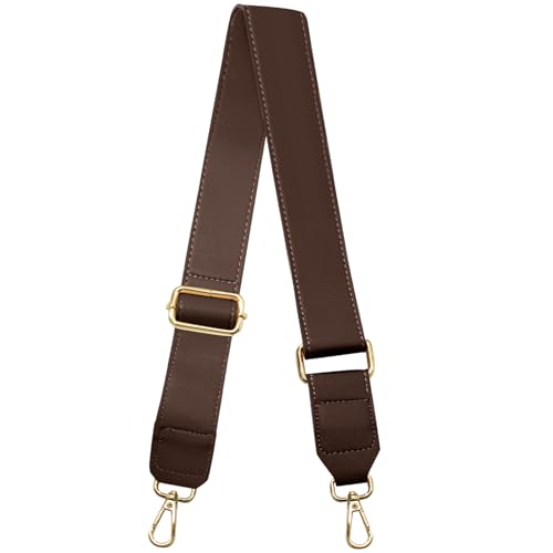 Dark Brown Leather Purse Strap Wide Adjustable Shoulder | Handbag Replacement, Crossbody Compatible, Swivel Clasps, 33~55 inch - color: Brown-2