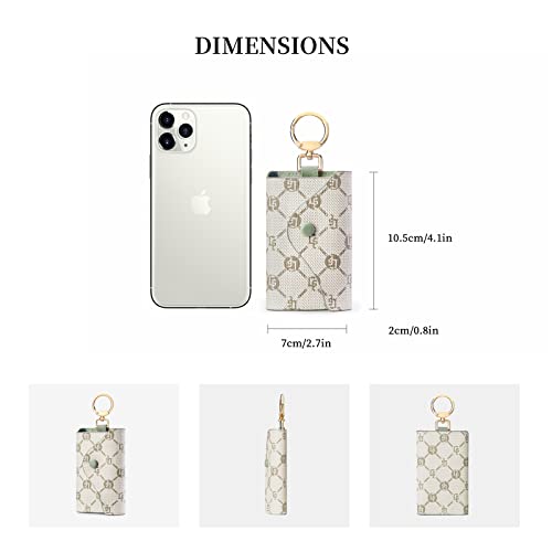 GOLF SUPAGS Women PVC Leather Car Key Chain Card Holder Wallet Pouch 6 Hook Snap Closure keys Money Organizer Case | Card Holder - color: Green×White, style-2